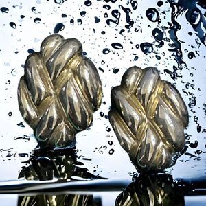 VINTAGE GIVENCHY GOLD BRAIDED PIERCED BACK EARRINGS